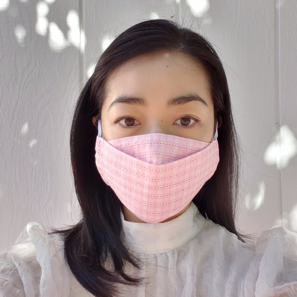 Cute Pink Plaid Full Coverage Face Mask w Pocket - Picture 8 of 8